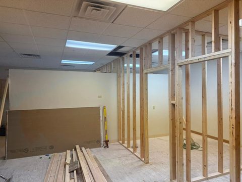 Framing new office walls in a commercial suite
