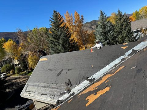 Old roofing stripped for a re-roof